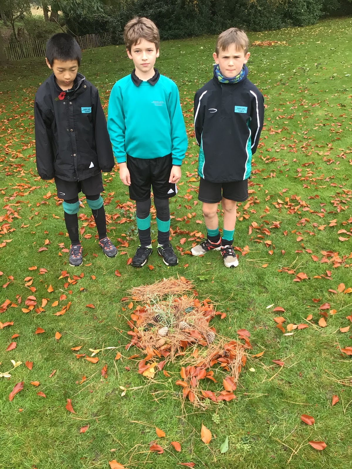 Year 6 pupils with their art installation inspired by Remembrance Day
